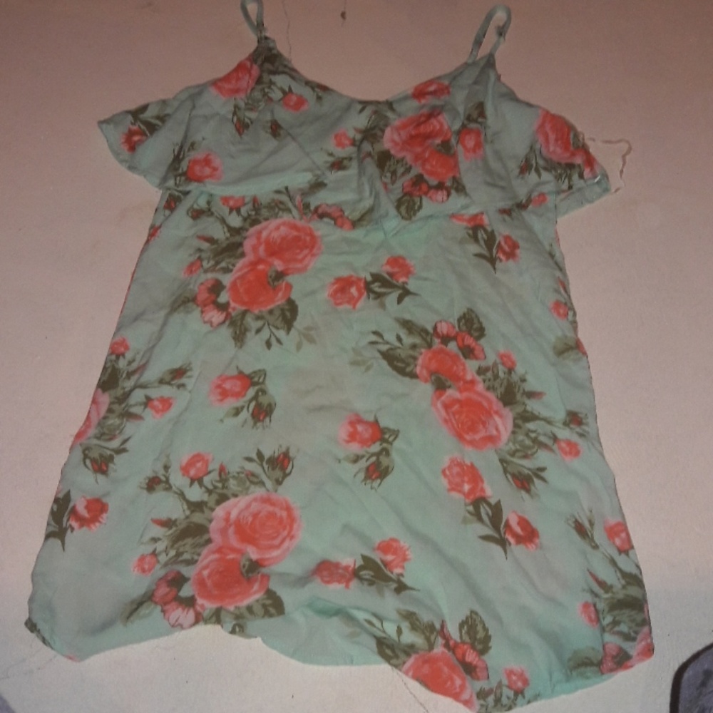 Pink and green mini dress